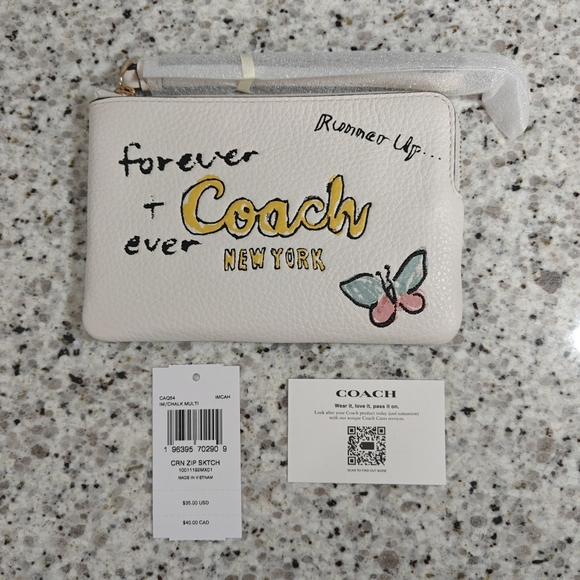 Coach Corner Zip Wristlet With Sketch Print - Picture 4 of 5